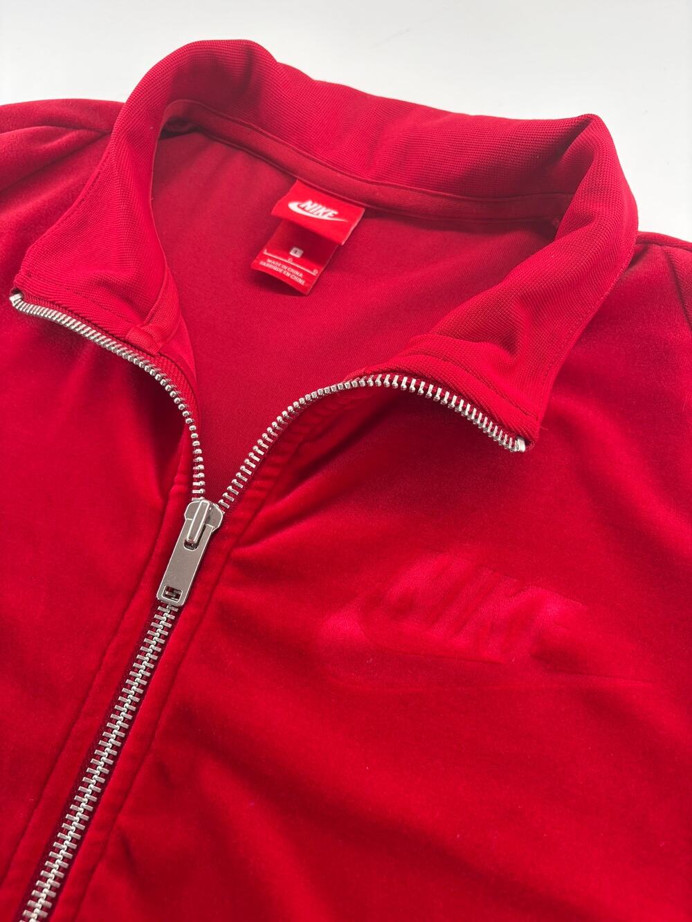 Nike Sportswear Velour Track Jacket Full Zip Men's L Red AH3386-687